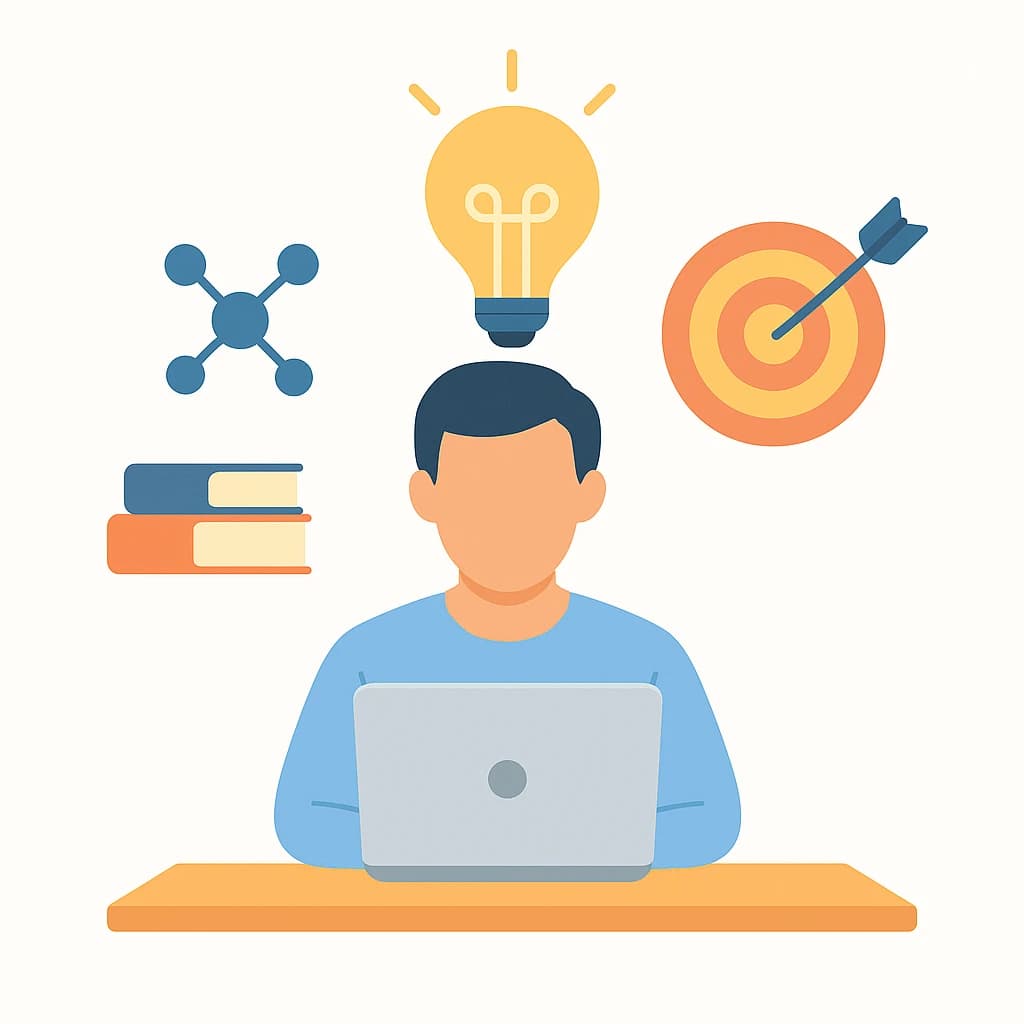 Researcher with laptop working on scientific research